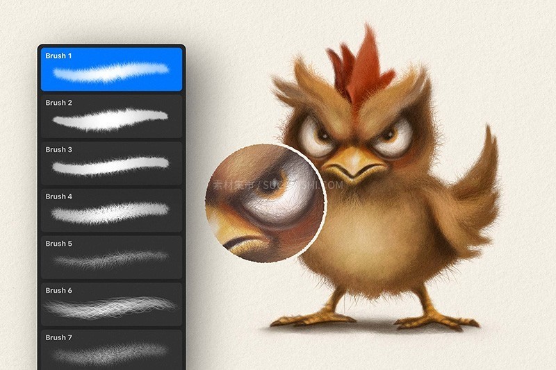 12支卡通动物毛发笔刷(Procreate/PS/AI/Affinity)